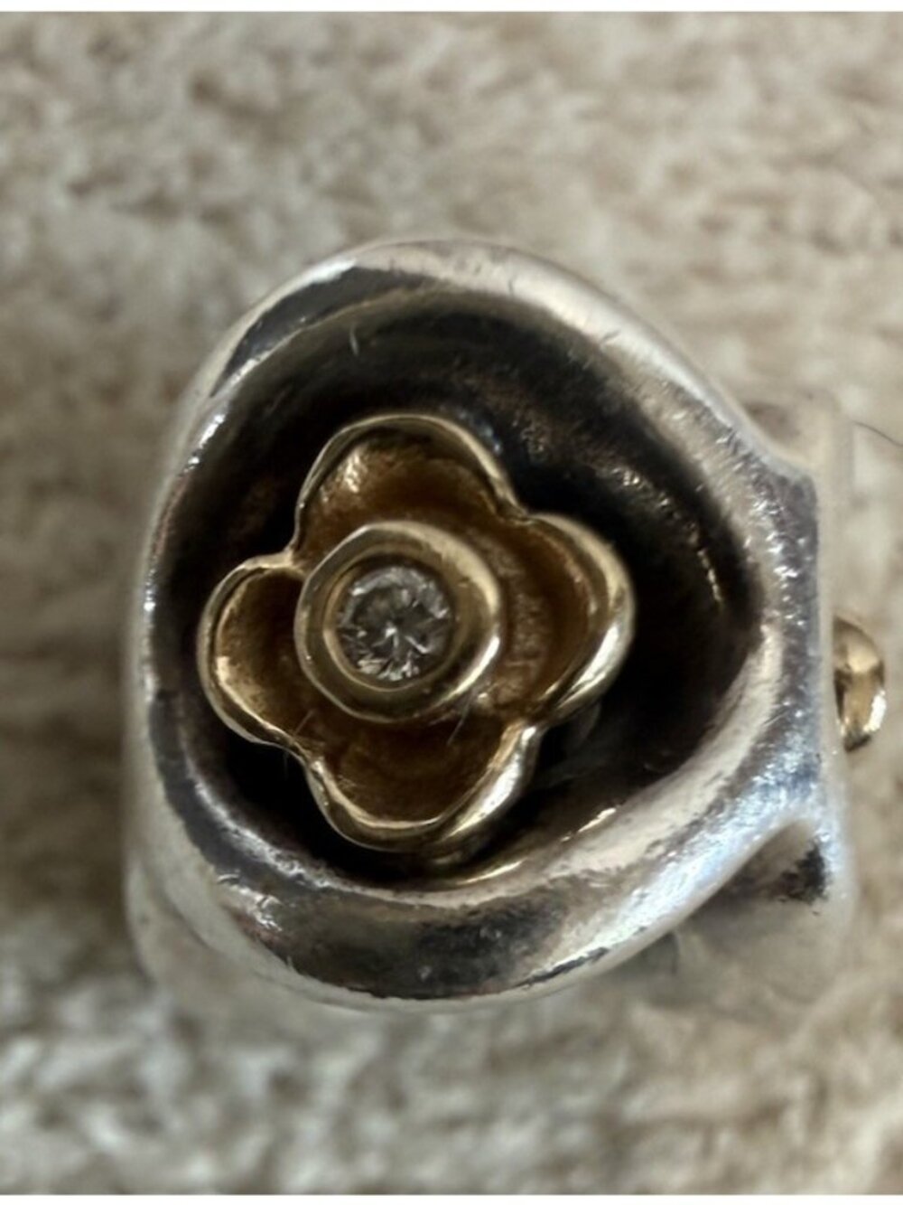 RARE Retired Pandora 14k Gold & Sterling Silver  Peridot Diamond Charm #790318D - Picture 2 of 10